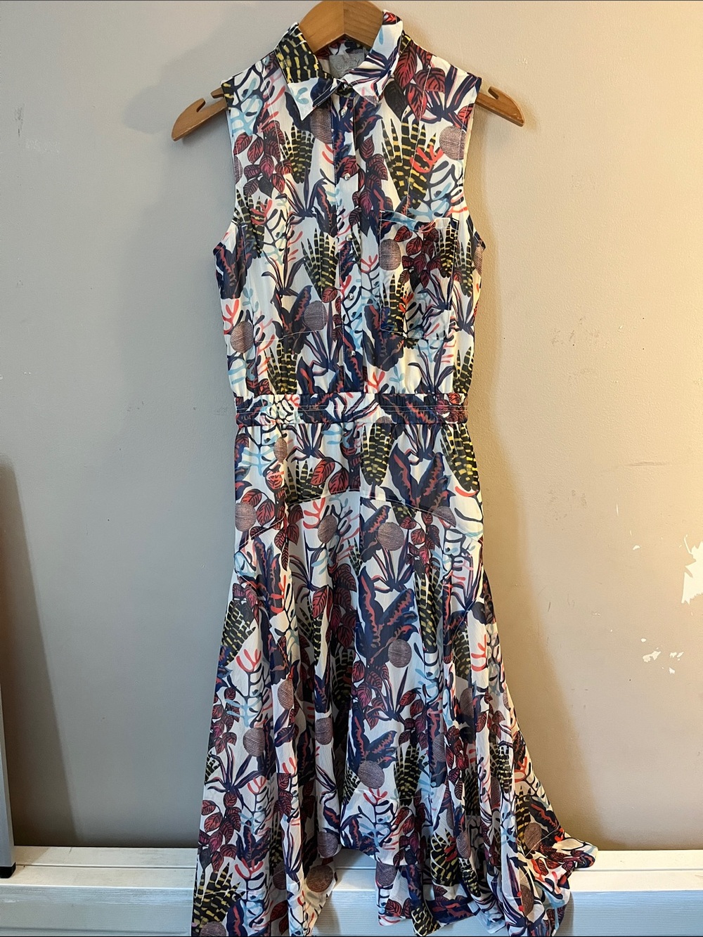 Jason Wu Floral-Print Sleeveless Midi Dress in White, Navy and Burgundy
